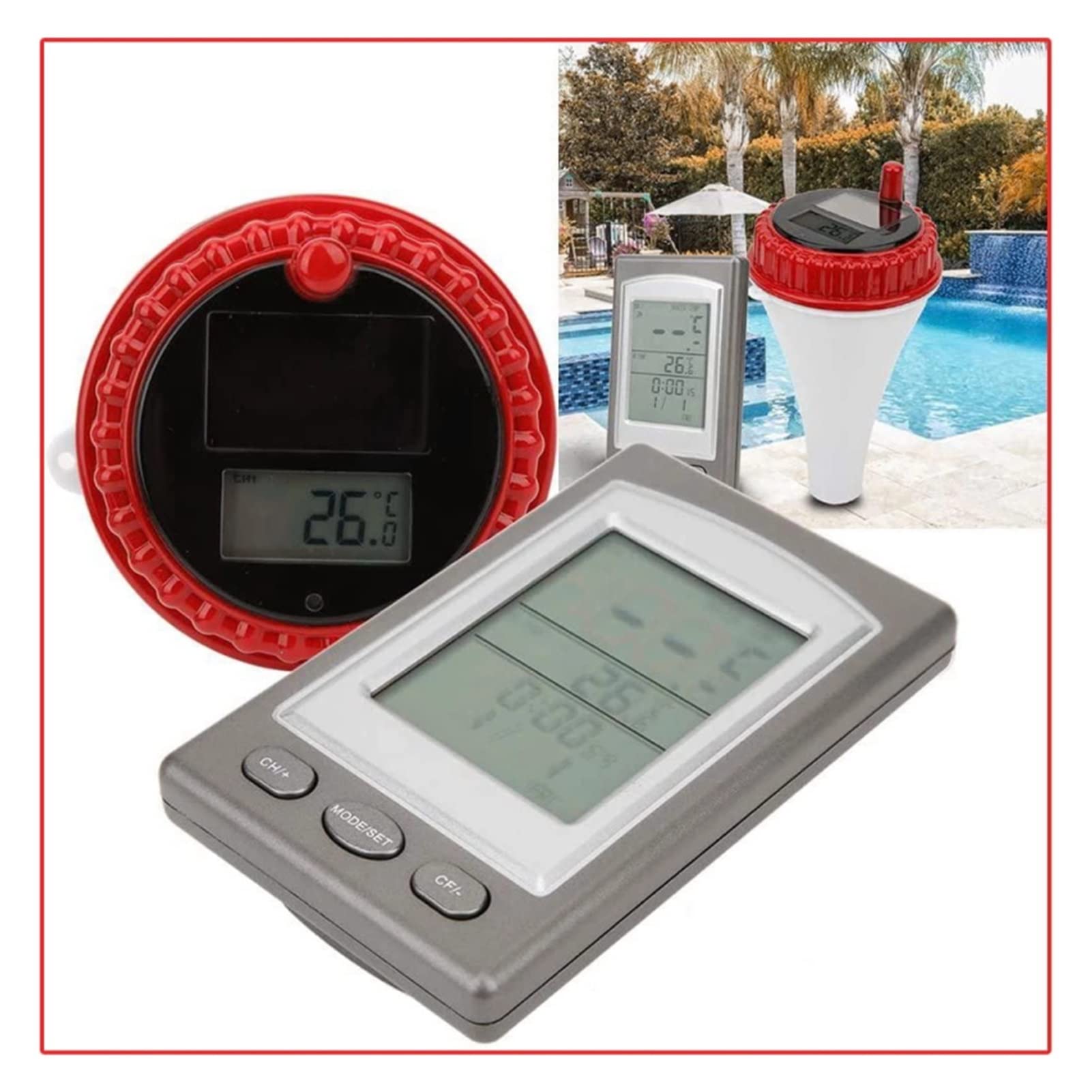 Termómetros para piscinas Termómetro flotante de piscina inalámbrica digital inalámbrica Lcd Transmisor de temperatura de la bañera de hidromasaje de estanque for exteriores al aire libre para piscina