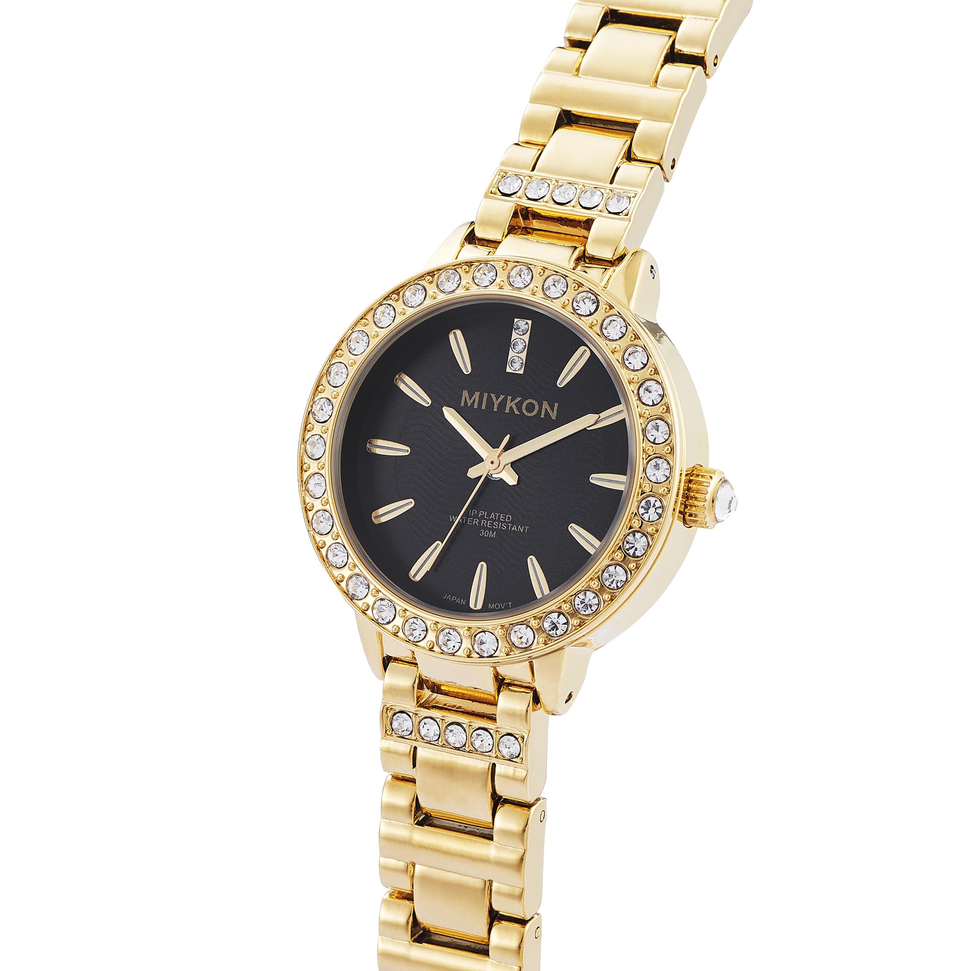 Miykon Relojes de plata y oro para mujer, pequeño y delicado reloj para mujer con cristales auténticos, pulsera de joyería para mujer pulida con iones, vidrio resistente a los arañazos, cuarzo japonés