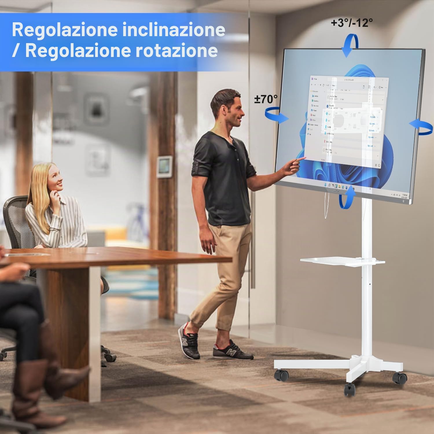 Supporto per TV su Ruote 21-60 Pollici VESA 400x400 mm Bianco 35 kg