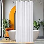 Linge de douche en tissu lavable blanc,Linge douche imperméable à l'eau 72 x 72 inch Hôtel Qualité Salle de bain Rideau de douche avec crochets Rideaux de douche à sec rapide pour salle de bains
