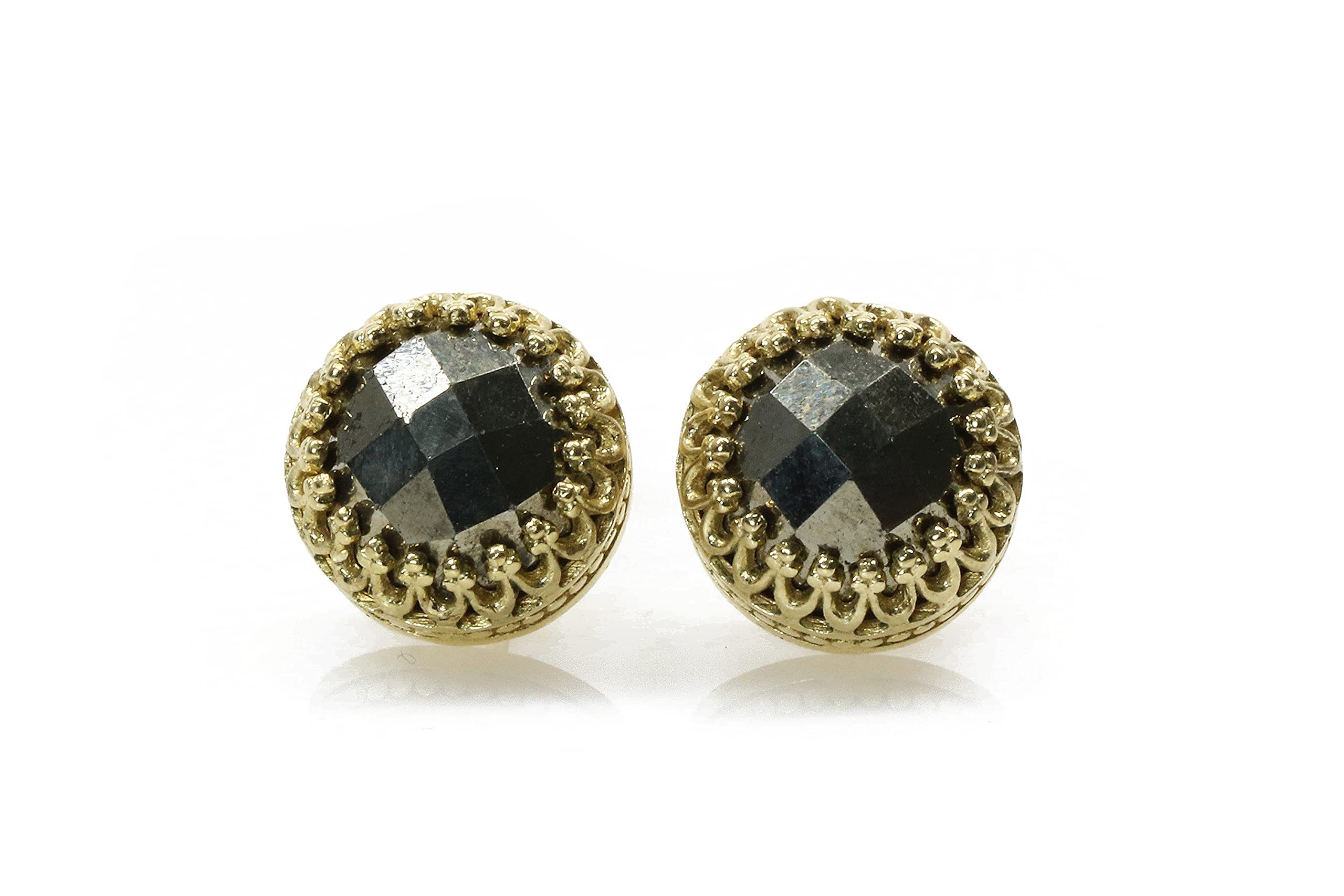 Gemma Orecchini per Donne - Pyrite Oro Orecchini a Perno - Regali Damigella di Onore, Prom Gioielli, Orecchini per Tutti i Giorni - Confezione Regalo Inclusa