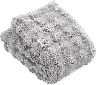LUXZA 敷きパッド ラグザ ラビットファー ベッド パッドシーツ クイーン グレー 冬 モコモコ ラグ ラグマット あったか 柔らか 暖かい なめらか 敷パット 洗える もこもこ