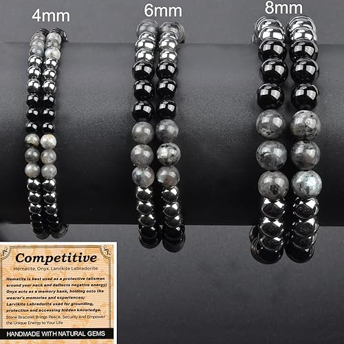 Vista 42 de MASSIVE BEADS Pulsera elástica de yoga hecha a mano con piedra natural, cristal curativo, energía, regalos para adultos unisex de 0.157 in, 0.236