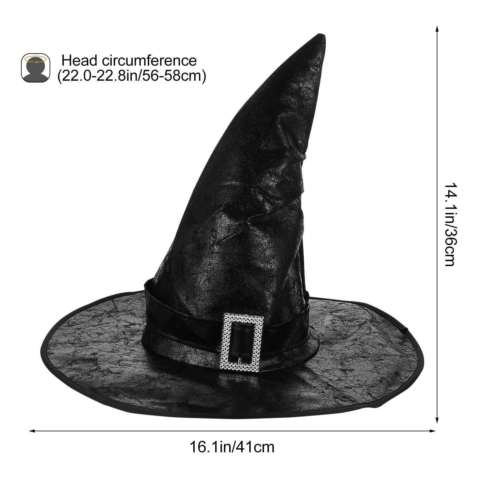 Abaodam 5 Pezzi Cappello da Strega Nero in Cuoio Resistente e Confortevole per Costume di Halloween Accessori Eleganti per Feste e Carnevali Atmosfera Festiva