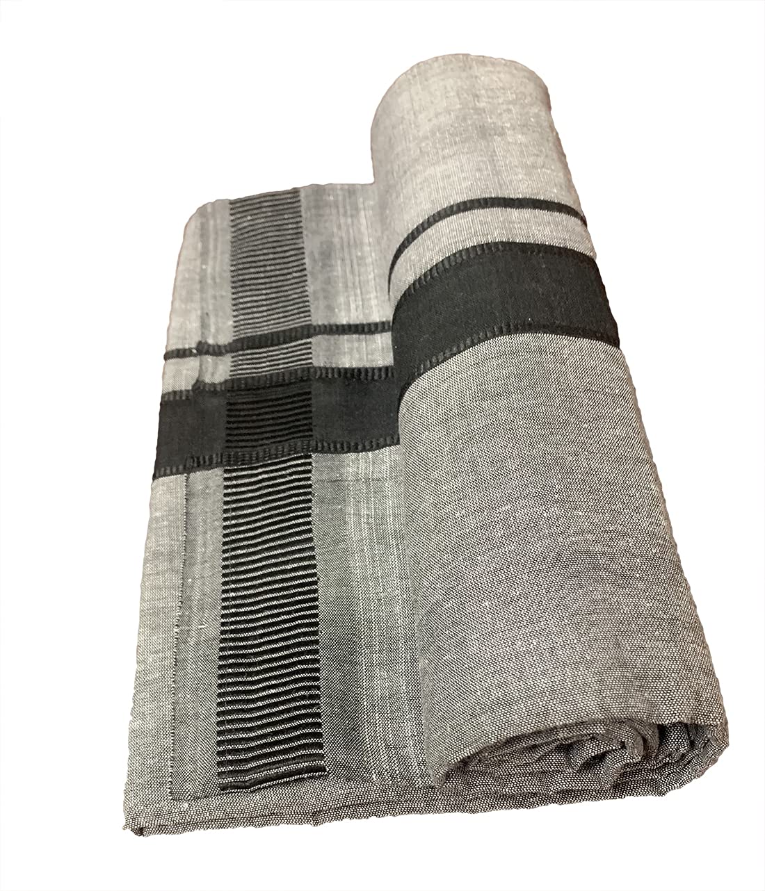 Prakasam Cotton Men's Kerala Style Premam Single (1.28X2.00 Mtrs) Colour (Pack Of 2) (Black Ash- Kakki) Dhoti