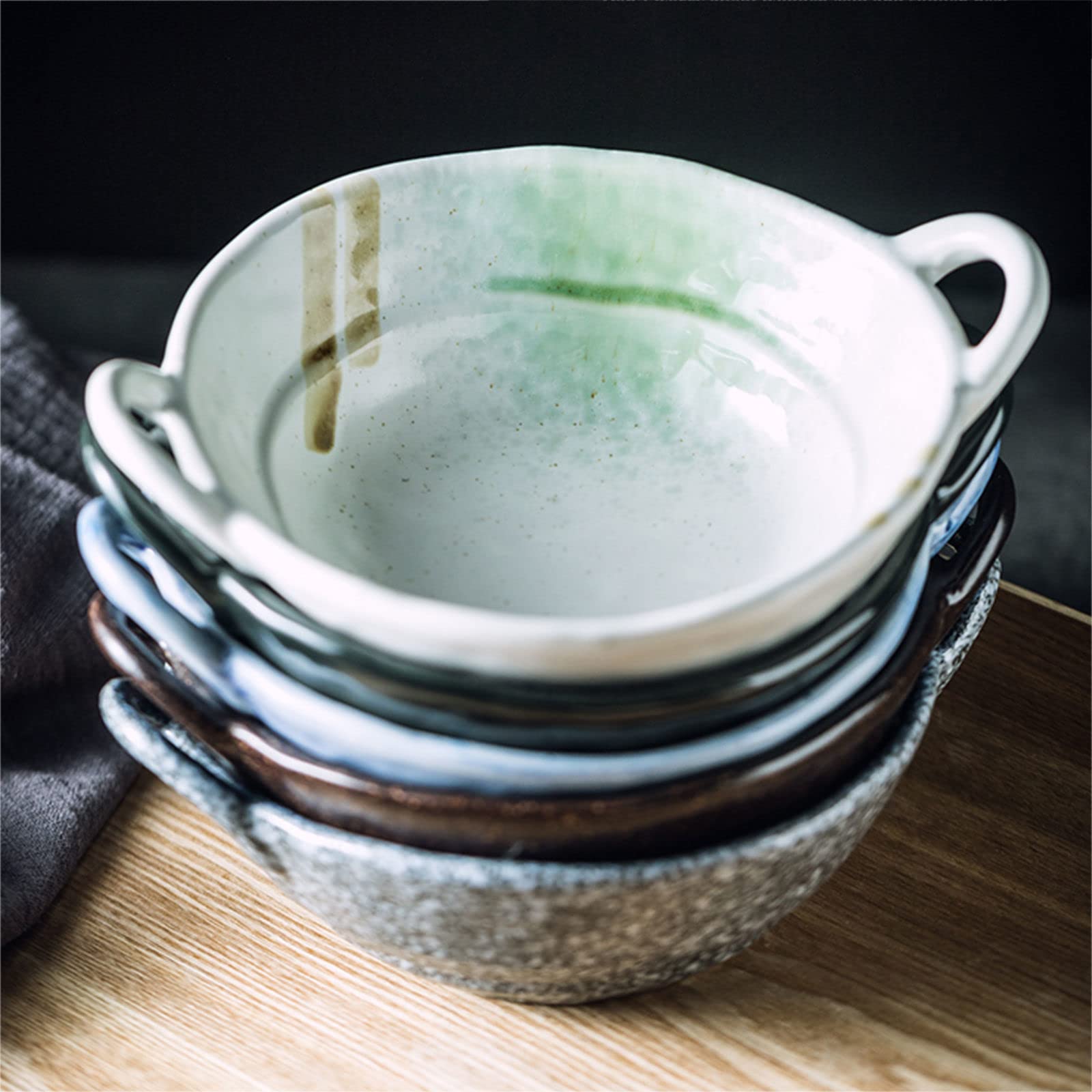 Vaisselle Bol à soupe ramen en céramique, tasse à soupe, grand bol à ramen en céramique, bol à soupe à l'oignon profond allant au four, bol de service allant au micro-ondes.-blanc-600 ml 21 oz (couleu
