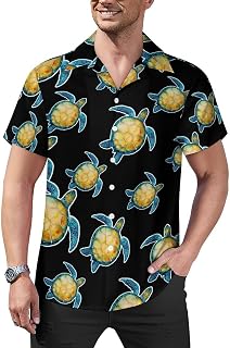 Tie Dye Cool Sea Turtle Mens Shirts Hawaiian Short Sleeved Cuban Collar Graphic Tees Tops