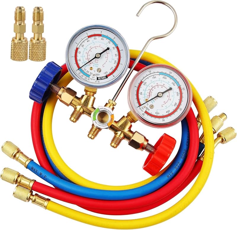 Manifold de Ar-Condicionado de 3 Vias Oralys R410A com Mangueiras de 91,4 cm e Adaptadores
