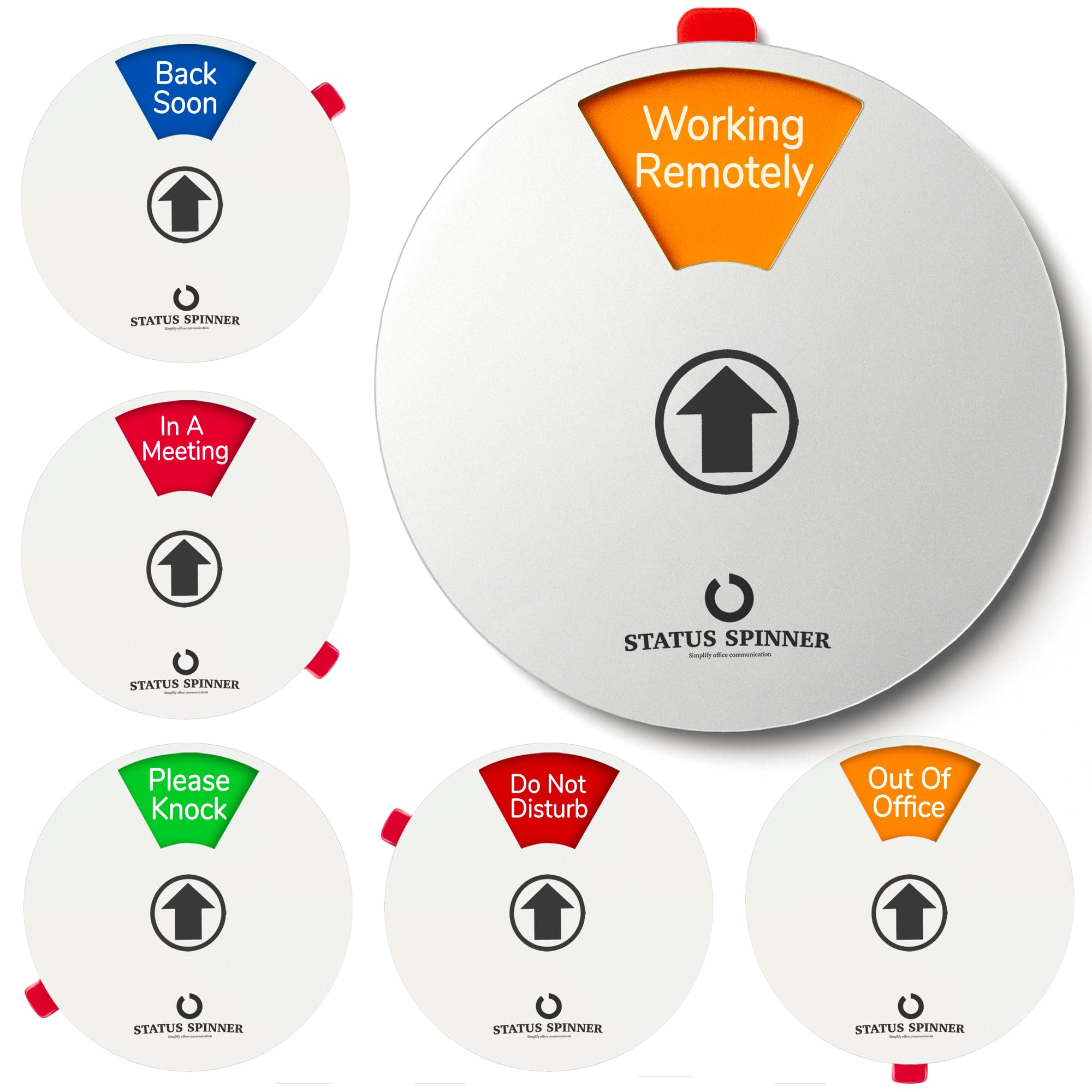 Office Status Sign, 6 Options Do Not Disturb,Out Of Office Sign for Door,Working Remotely, Please Knock, In A Meeting, Back Soon- Privacy Door Signs,