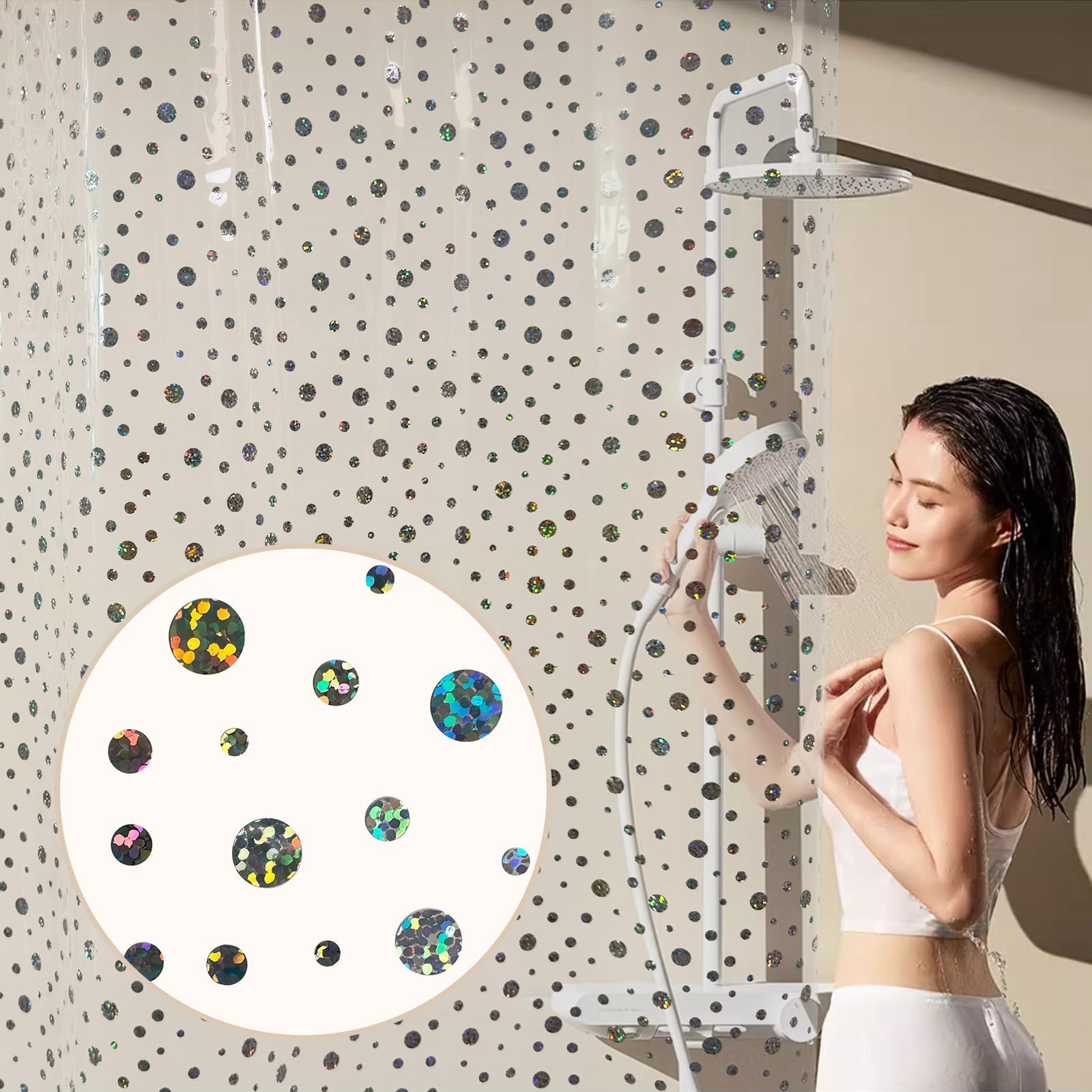 Amazon.com: TRIMENGO PEVA Holographic Shower Curtain Liner with Glitter ...