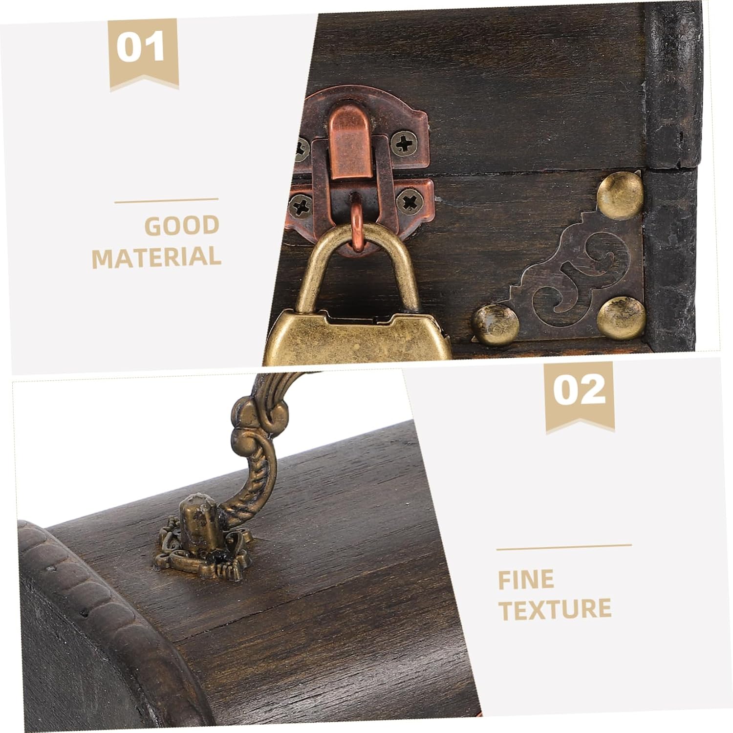 GALPADA Wooden Keepsake Box Lock Craft Storage Chest Vintage Jewelry Box for Trinkets Decorative Container