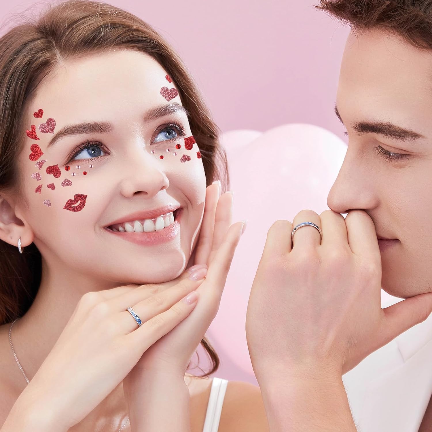 バレンタイン テンポラリータトゥー グリッター フェイクタトゥー レッド ハート リップ タトゥー ステッカー 目 顔 宝石 ステッ