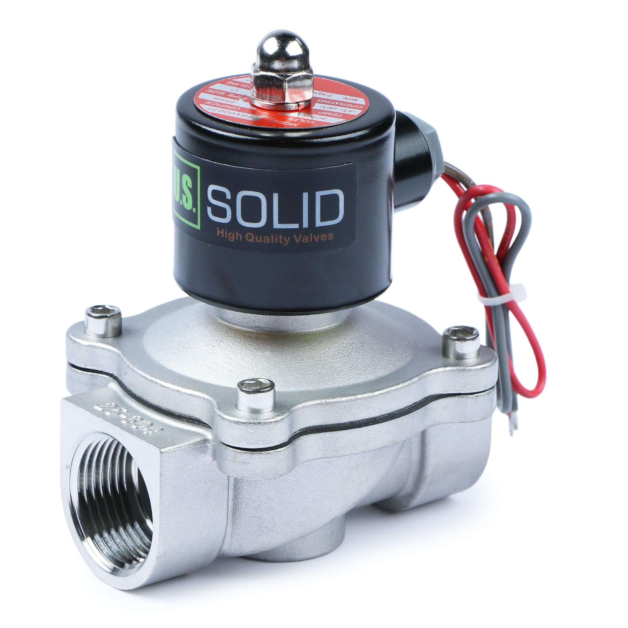 Válvula solenoide eléctrica de acero inoxidable de 24 V CA N.C. para combustible de agua de aire Viton de 1 pulgada