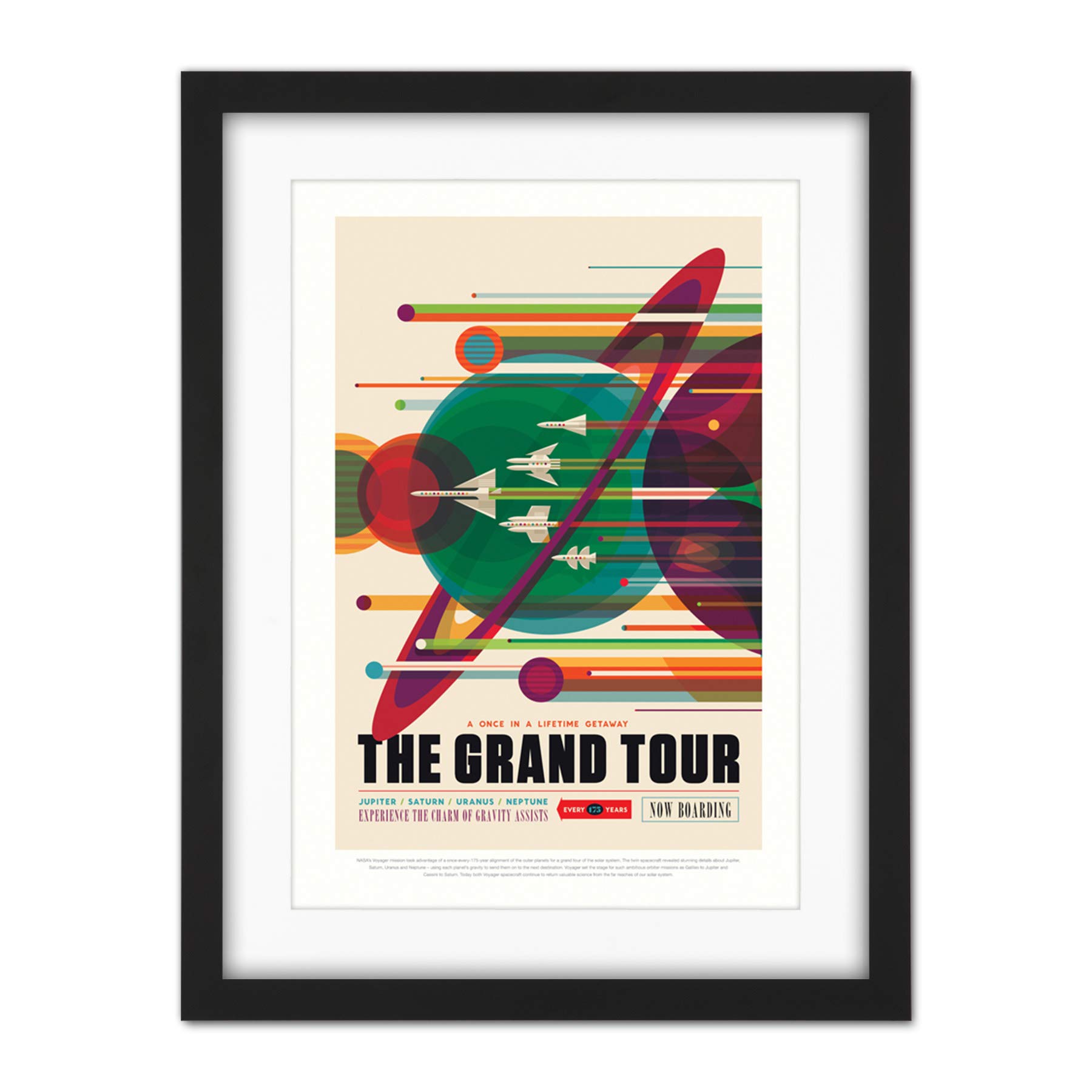 Wee Blue Coo Nasa Space Travel Advert Grand Tour Artwork Framed Wall Art Print 18X24 Inch