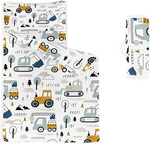 Datura home Tapete para siesta – Saco de dormir con almohada extraíble – Juego de ropa de cama para guardería y fiestas de pijamas preescolar para