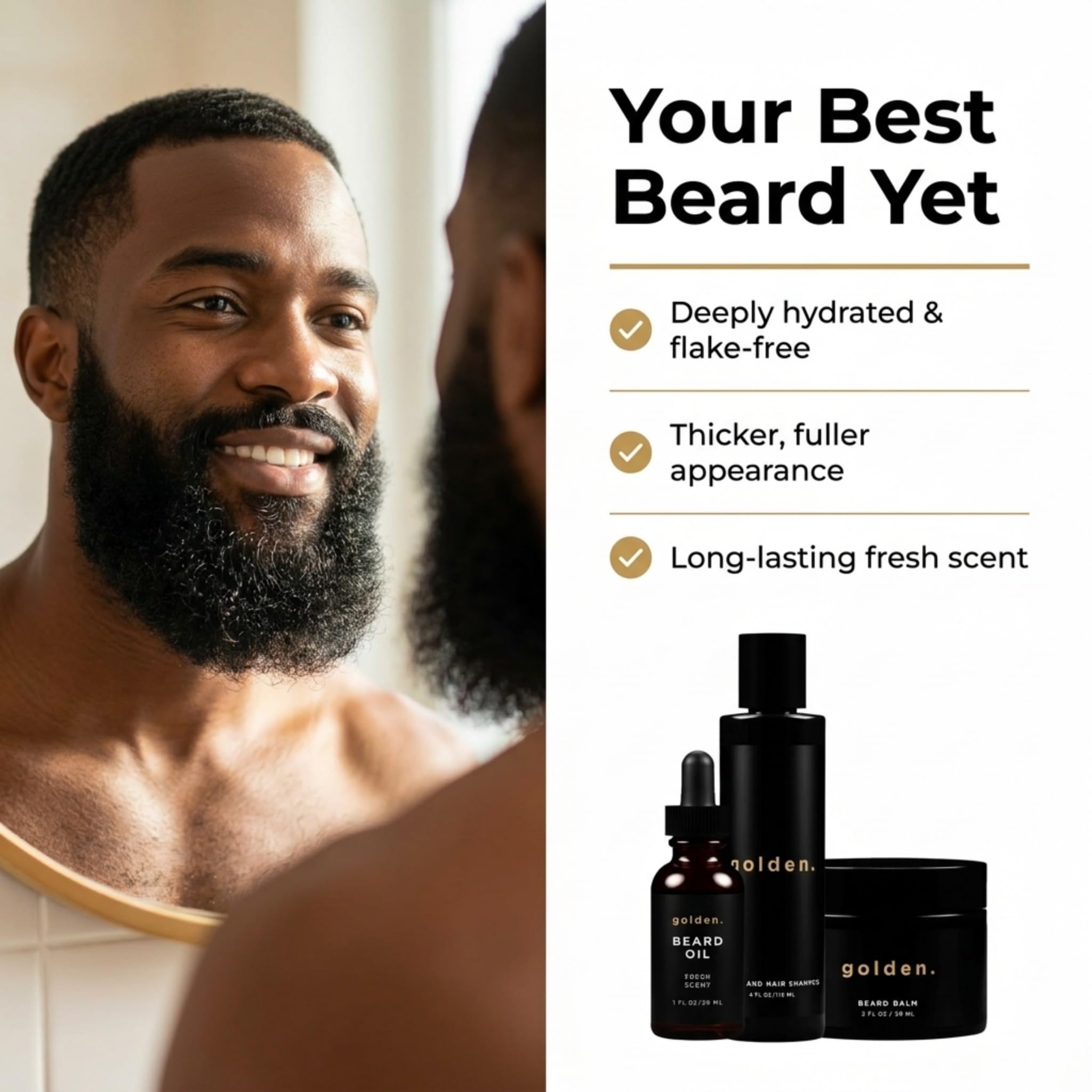 Golden Grooming Company Co. Beard Kit Bundle: Complete Bart Care - Bartöl, Balsam, Shampoo - Komplett Natürlich - Beruhigt, stärkt und pflegt Haar & Haut - Fördert das Wachstum & - Geschenk für