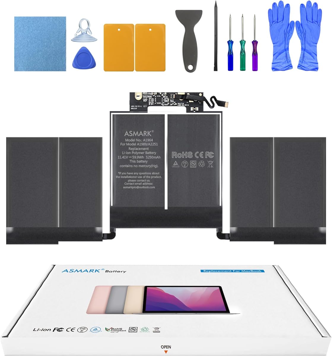 ASMARK MacBook Pro A1989 Battery Replacement for 13-inch A1989(2018,2019) A2251(2020) A1964 Battery : Amazon.ca: Electronics