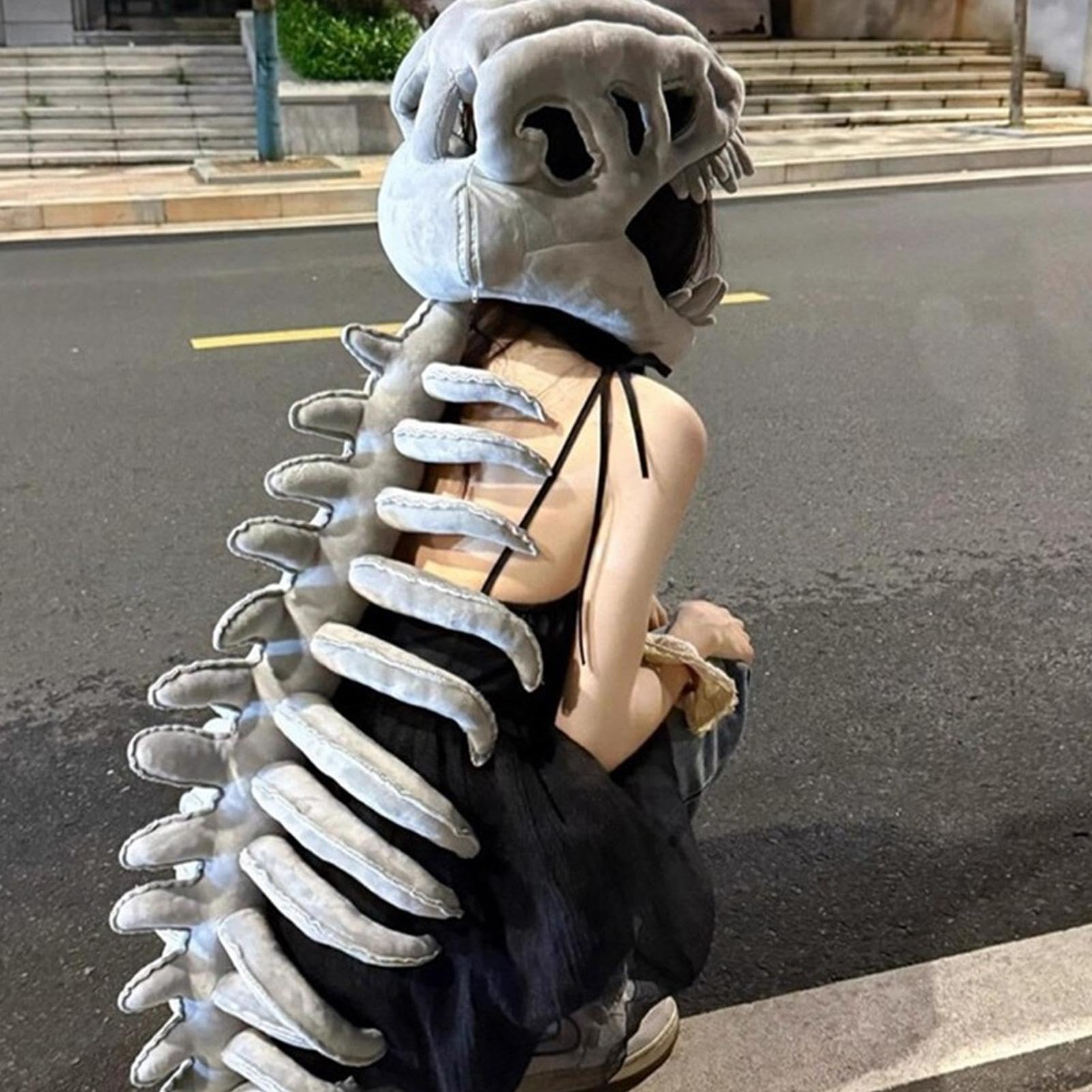 Kostium Pluszowy Szkielet Dinozaura Miękka Zabawka Pluszowa | Strój Na Halloween Dla Szkieletów Dla Dzieci I Dorosłych Na Występ Sceniczny Imprezę Tematyczną Bal Maskowy