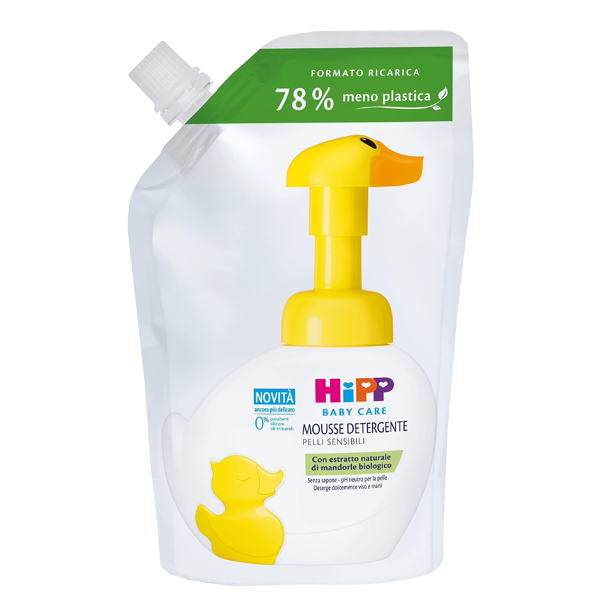 HiPP - Recharge de mousse nettoyante écologique Baby Care pour enfants, nettoie le visage, le corps et les mains en douceur pour les peaux sensibles, à l'extrait d'amande bio naturel, 1 x 250 ml