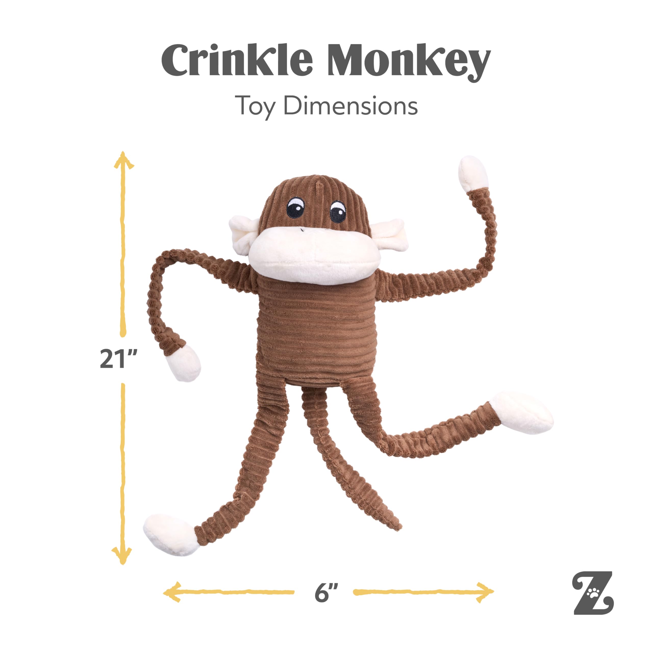 Pet Supplies : Pet Squeak Toys : ZippyPaws Crinkle Monkey