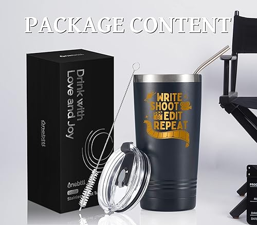 Miniatura 5 de Onebttl Regalo de aspirantes a cineastas, regalo de director, regalos de teatro en el día del cineasta, cumpleaños y Navidad, vaso aislado de acero