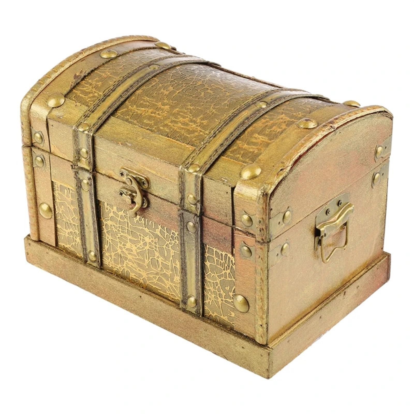 YShiuoL Wooden Storage Box Retro Wooden Box Desktop Ornament Treasure Chest Gem Vintage Jewelry Storage