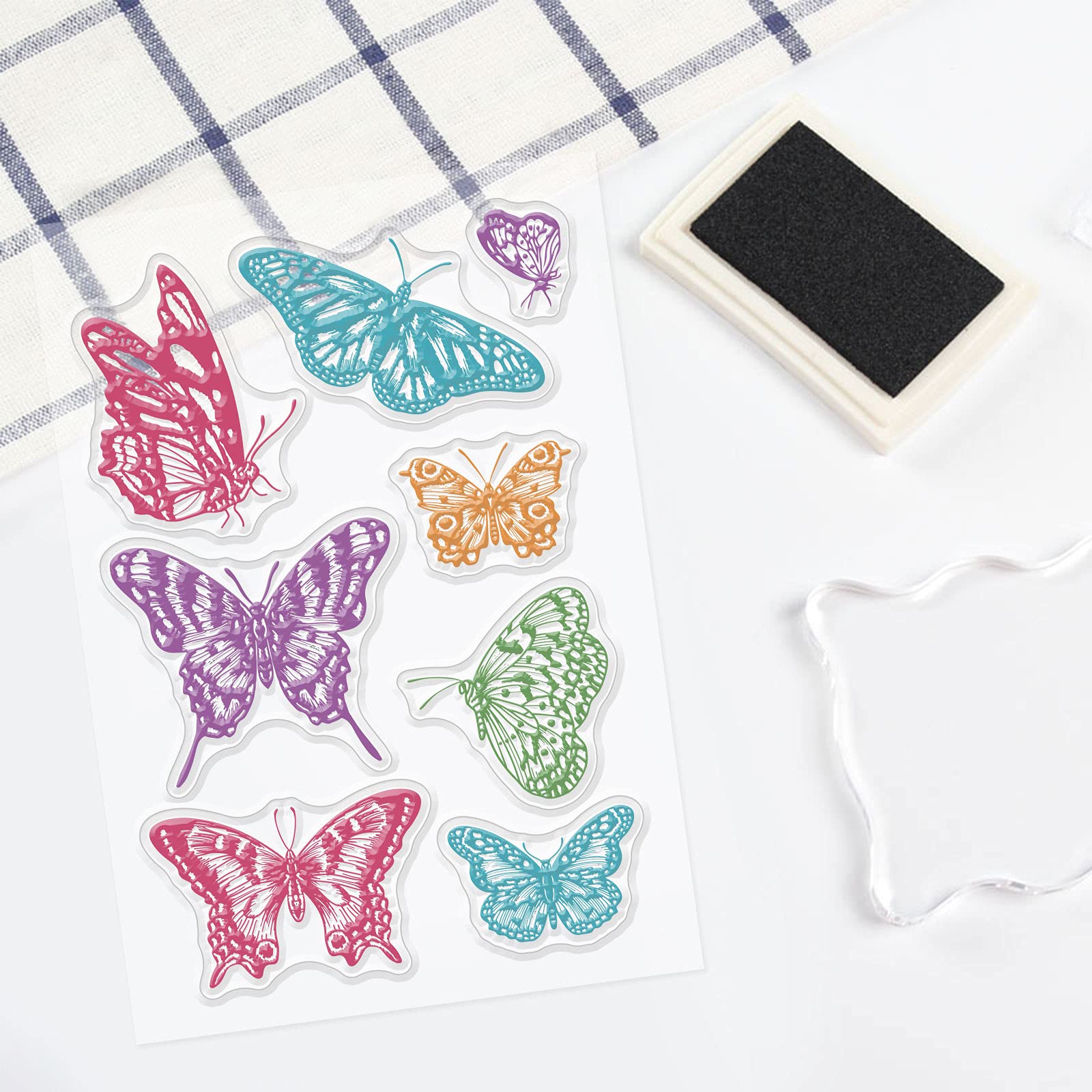 Timbri Trasparenti In Silicone GLOBLELAND: Orologi E Farfalle Per Scrapbooking E Biglietti Fai Da Te