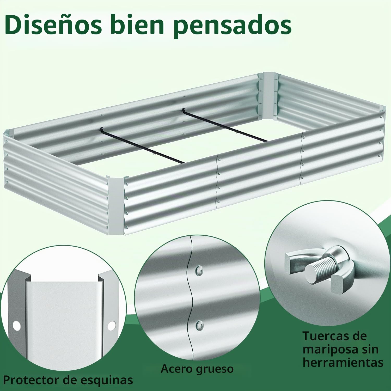 Ohuhu Cama de jardín elevada con invernadero, maceta metálica galvanizada 8x4x1 pies con cubierta de polietileno, 4 puertas para ventilación, para cultivo de verduras y flores