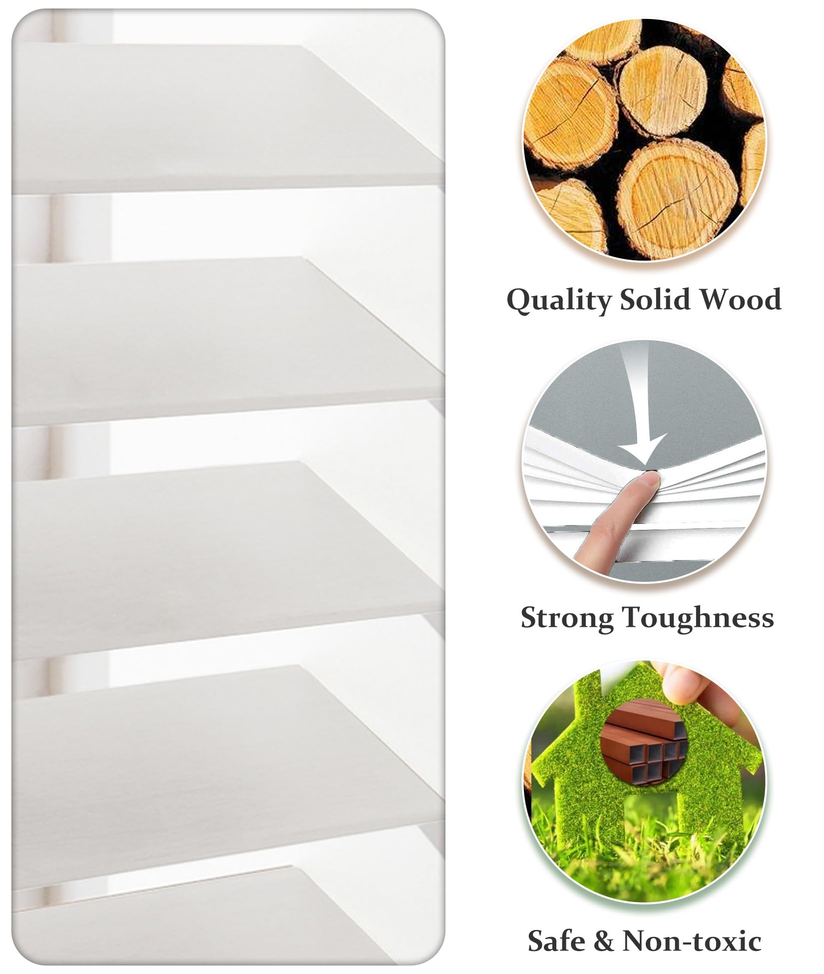 Smart Real Wood Blinds, Wooden Blinds for Windows, Blackout/Heat Insulation Horizontal Venetian Blinds for Indoor Windows. 2 inch Blinds Non-Faux Wood, Custom Size,White,38.5'' W x 73'' H