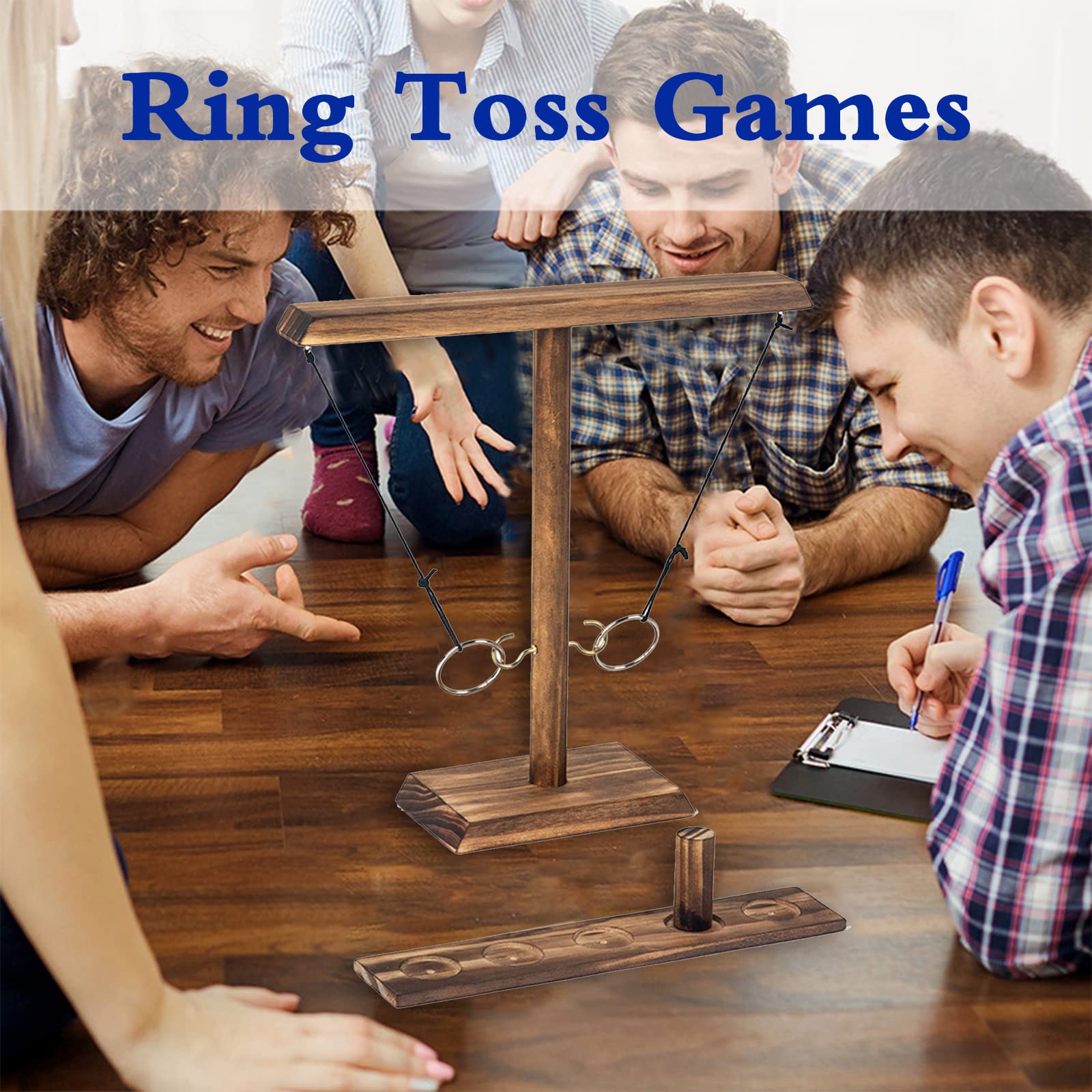 Begonia Ringwurfspiel Aus Holz – Hook-and-Ring-Game Für 2 Spieler, Tisch- Oder Bodenversion, Verstellbares Seil