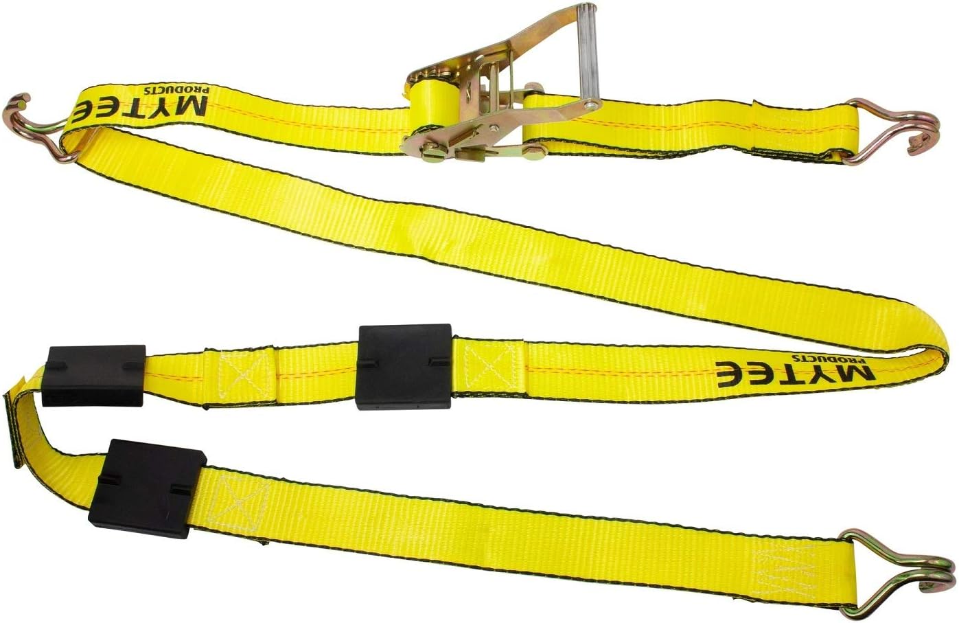 Blасk Frіdау Clеаrаnсе Mytee Products (4 Pack) 2 x 10' Over The Tire Car Hauler Ratchet Straps with Wire J Hooks and Rubber Blocks - Car Tie Down Wheel Straps Truck Trailer Auto Tie Down