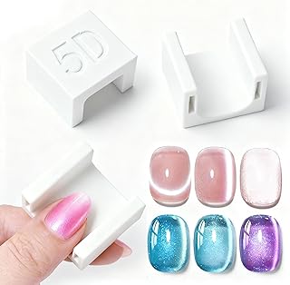 WOKOTO 5D Automatic Cat Eye Magnet For Nails, White Nail Magnet For Nail Art Strong Magnet Tool For Cat Eye Designs, French Smile Line, Wide Light, Glass Beads Pattern Magnetic Nail Polish Magnet Wand