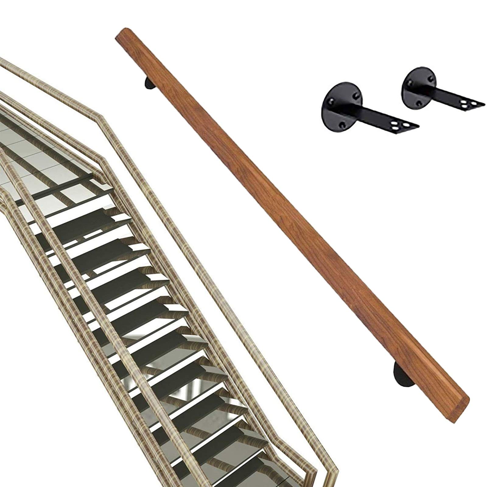 Mains courantes d'escalier bois antidérapante rampe couloir intérieur 12ft kit barre d'appui loft