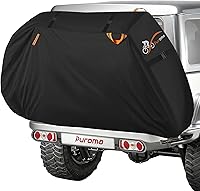 Puroma 600D Waterproof Bike Cover for 2 Bikes on Rear Rack - UV Rain Wind Dust Proof with Lock Holes for Hitch Travel