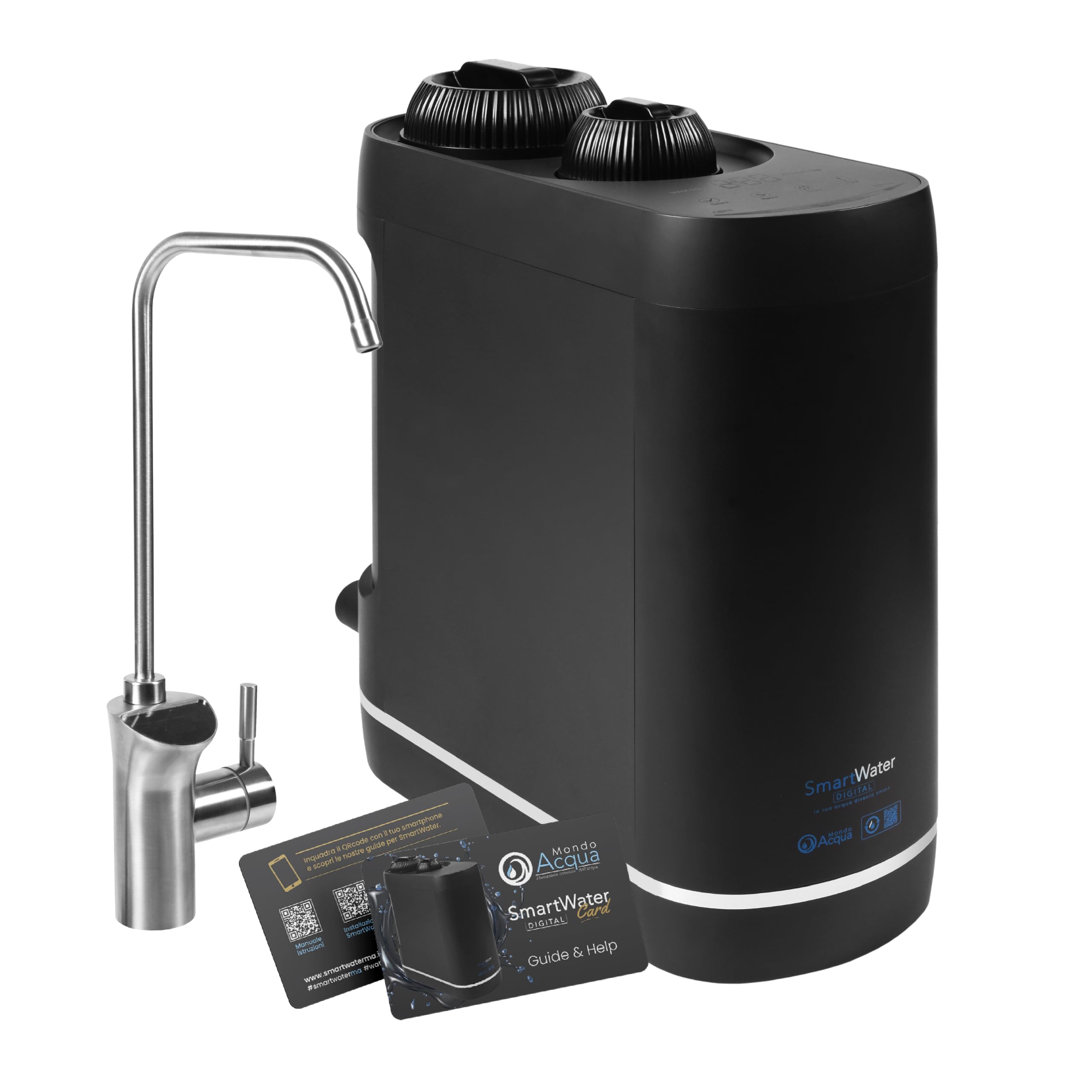 SmartWater Digital, depuratore acqua domestico a osmosi inversa e microfiltrazione con rubinetto digitale TDS, sistema sottolavello compatto