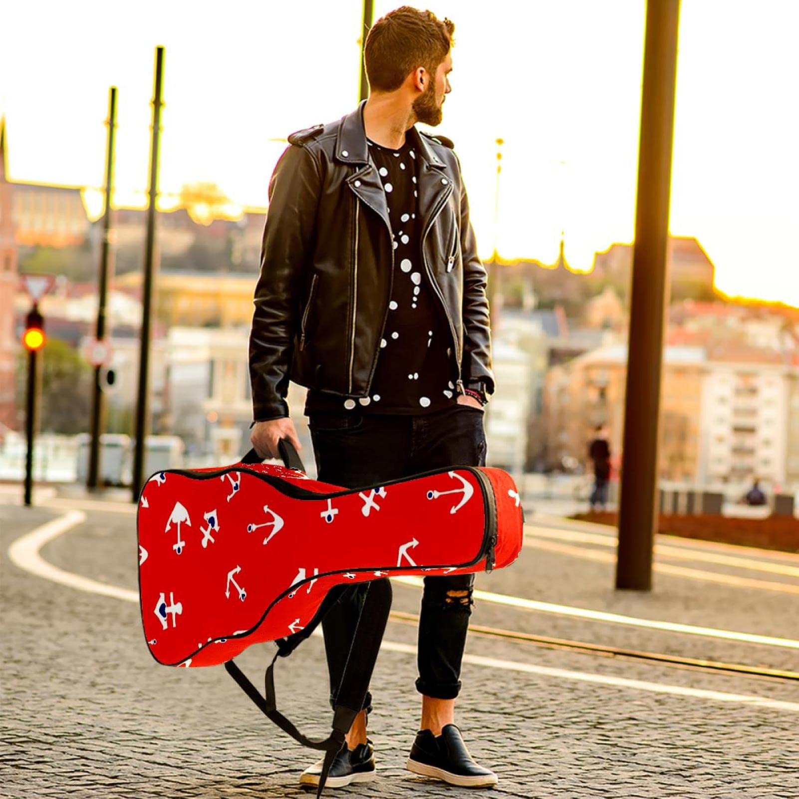 Torba na gitarę akustyczną wodoodporna gitara plecak gruby miękki wyściełany leniwiec dziecko klasyczna gitara etui, Kolor9, 42.9x16.9x4.7 in, Organizer do torby