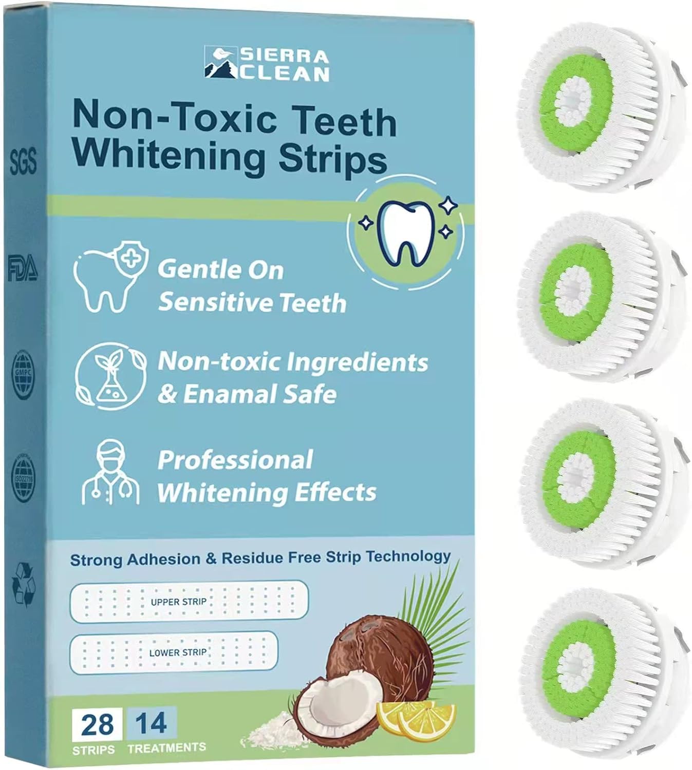 Sierra Clean Teeth Whitening Strips for Sensitivity Free, Enamel Safe