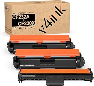V4INK 3PK Compatible Replacement for HP 30A 32A CF230A Toner Cartridge CF232A Drum Black Set for HP Laserjet Pro MFP M227fdw M227fdn M227sdn M227 M203dw M203d M203dn M203 Printer – 1xDrum + 2xToners