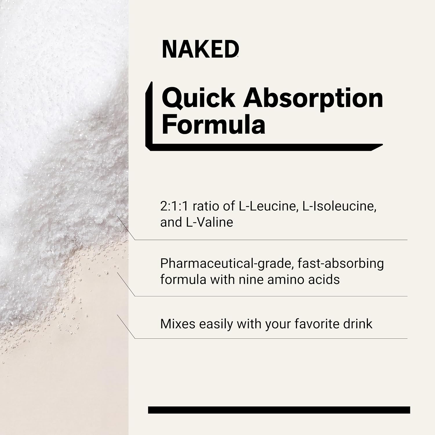 NAKED EAAs Amino Acids Powder - 50 Servings - Vegan Unflavored Essential Amino Acids 500 Grams - Instantized All Natural EAAs Powder Supplement image 4