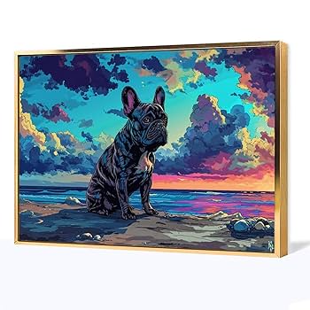 犬のイラスト付き青いフレームアート 楽天市場】アートパネル 犬 アートフレーム 油絵 アート 絵