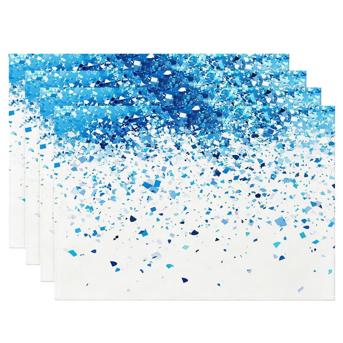 Lot de 4 sets de table en lin lavable bleu 50x35cm antidérapants pour la table