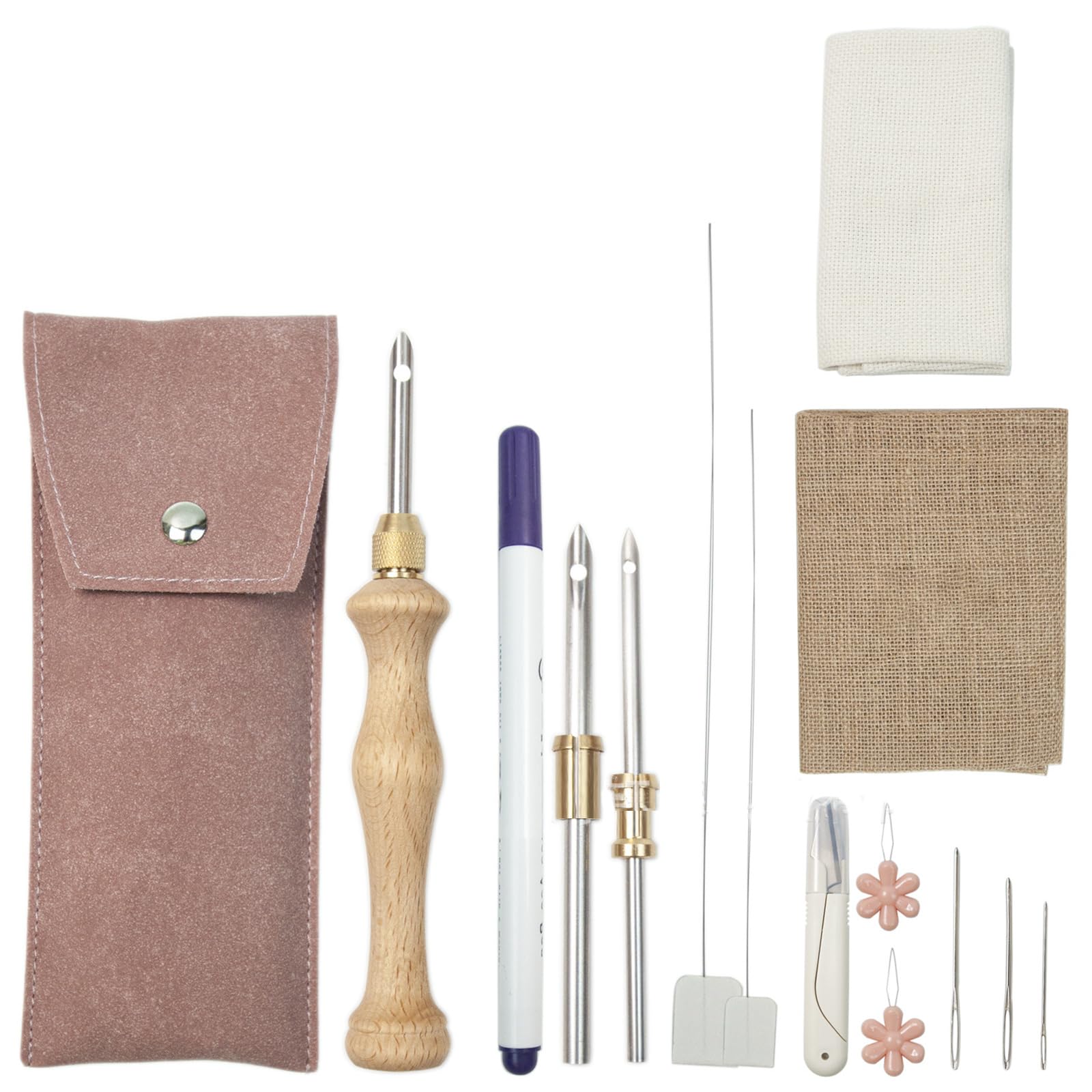 Xjdzineq Punching Needle Set for Beginner Includes Embroidery Fabric Adjustable Embroidery Pen Scissors and Threader Punching Accessories