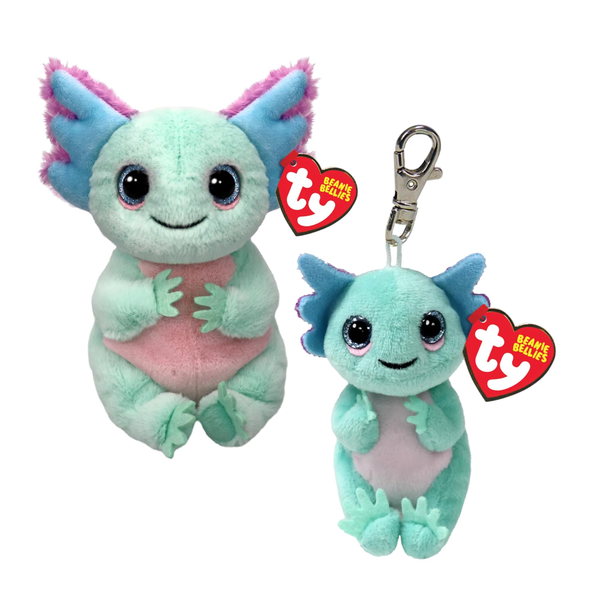 TY Alex Axolotl 2-Pack Beanie Bellies and Key Clip – Soft Plush Keychain Toy for Kids – Cuddly Axolotl Gift Set – Collectible Plush 14cm — image 1
