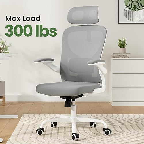 Miniatura 7 de Ergonomic Office Chair with Headrest and Adjustable Lumbar Support, Home Desk Computer Chair Featuring Flip-Up Armrests for Space Saving, Breathable