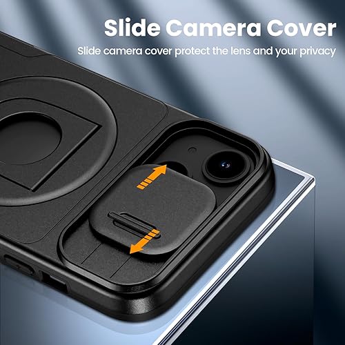 Miniatura 10 de VEGO Funda magnética para iPhone 13 y iPhone 14 compatible con MagSafe protección de doble capa a prueba de golpes con soporte y cubierta de cámara