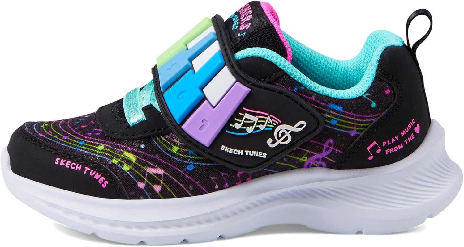 Skechers Girls JUMPSTERS 2.0-Skech Tunes Sneaker, Black/Multi, 2 Little Kid
