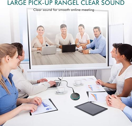 Miniatura 3 de WISE TIGER Micrófono de conferencia USB para juegos, Skype, Zoom - Micrófono de condensador omnidireccional 360 para PC con silencio de una tecla,