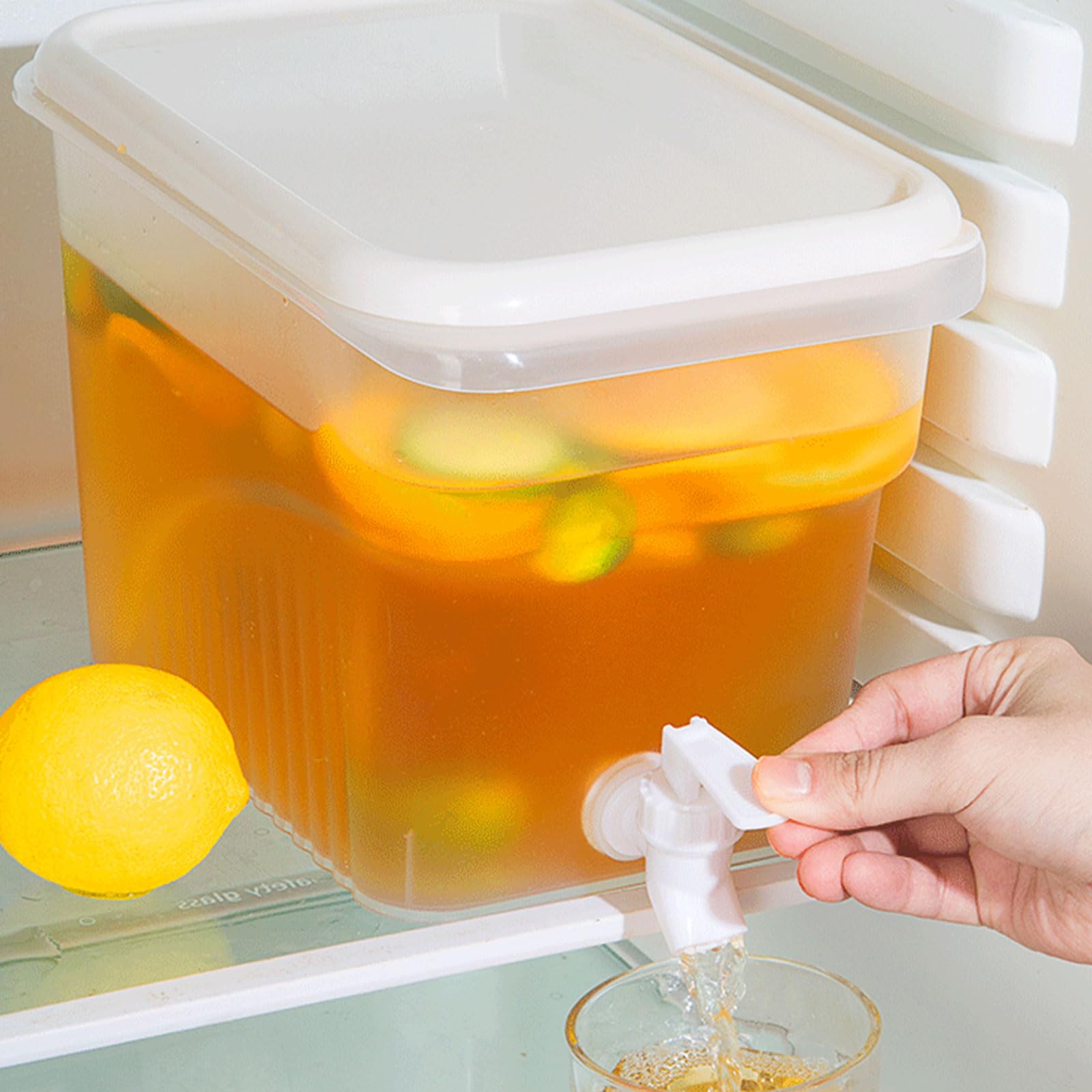 Lot de 2 distributeurs d'eau de réfrigérateur de 5 L, distributeurs de boissons en plastique avec robinet, distributeur d'eau de réfrigérateur avec robinet pour eau froide, boissons de fête,