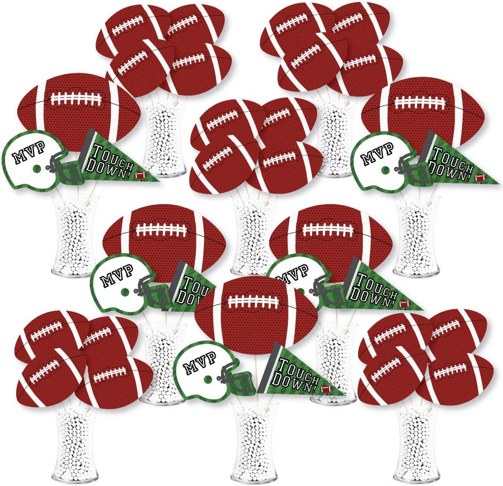 Big Dot of Happiness End Zone - Football - Baby Shower or Birthday Party Centerpiece Sticks - Showstopper Table Toppers - 35 Pieces