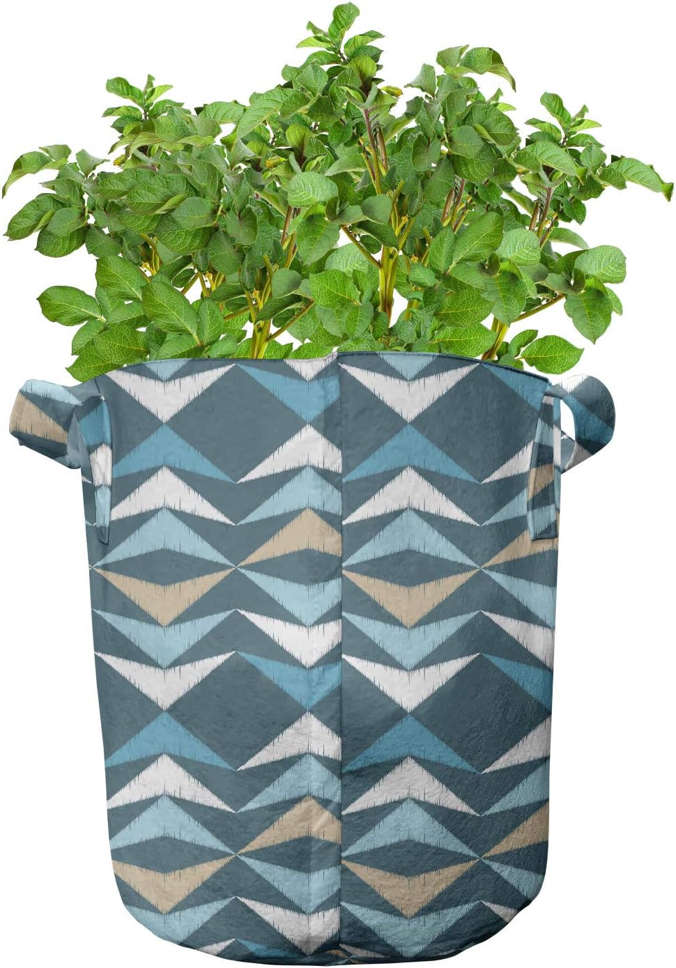 Ambesonne Boho Grow Bags 5-Pack, Angled Lines Design, Heavyduty Fabric Pots with Handles for Plants, 7 Gallon, Multicolor